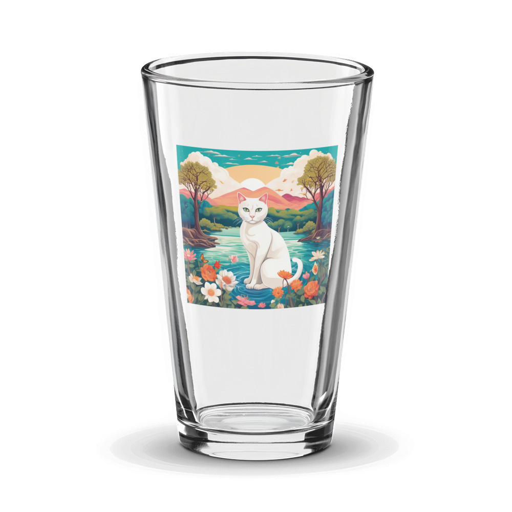 PugMug Custom White Companion Cat Glass Tumbler