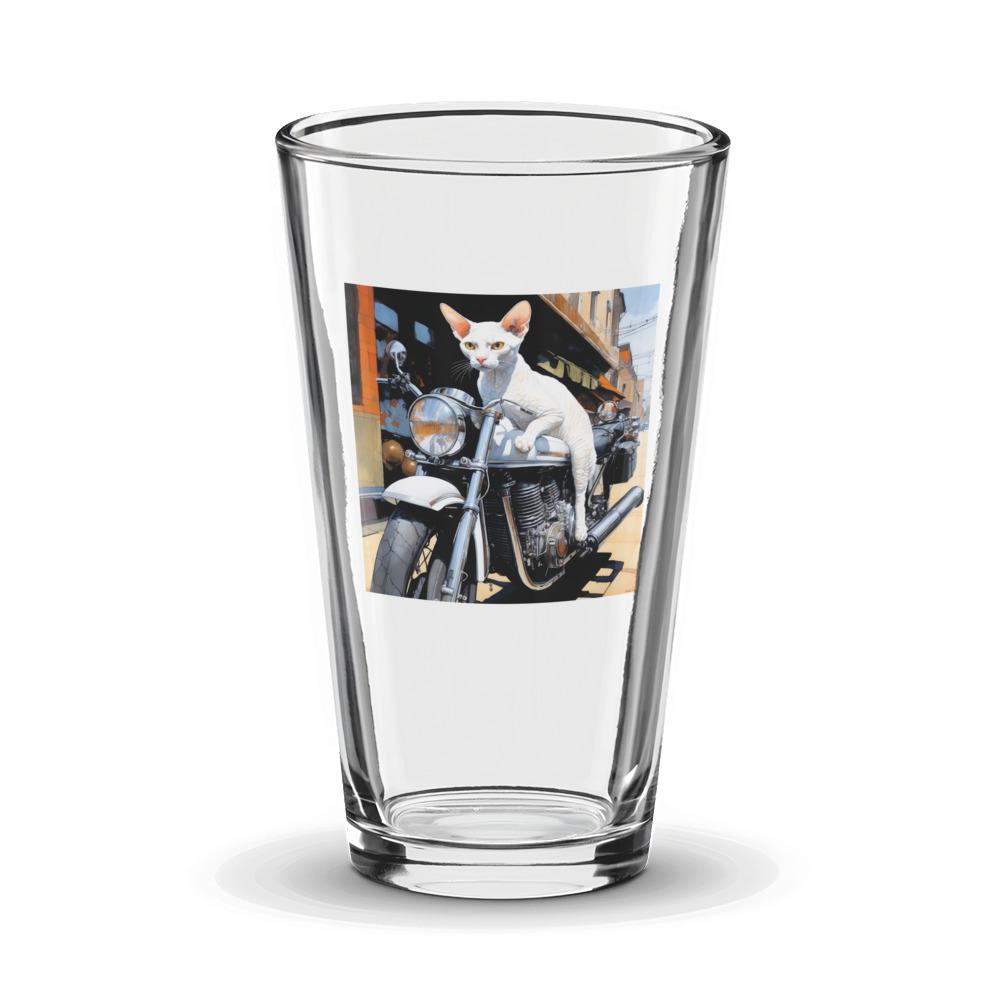 PugMug Custom White Devon Rex Cat Glass Tumbler