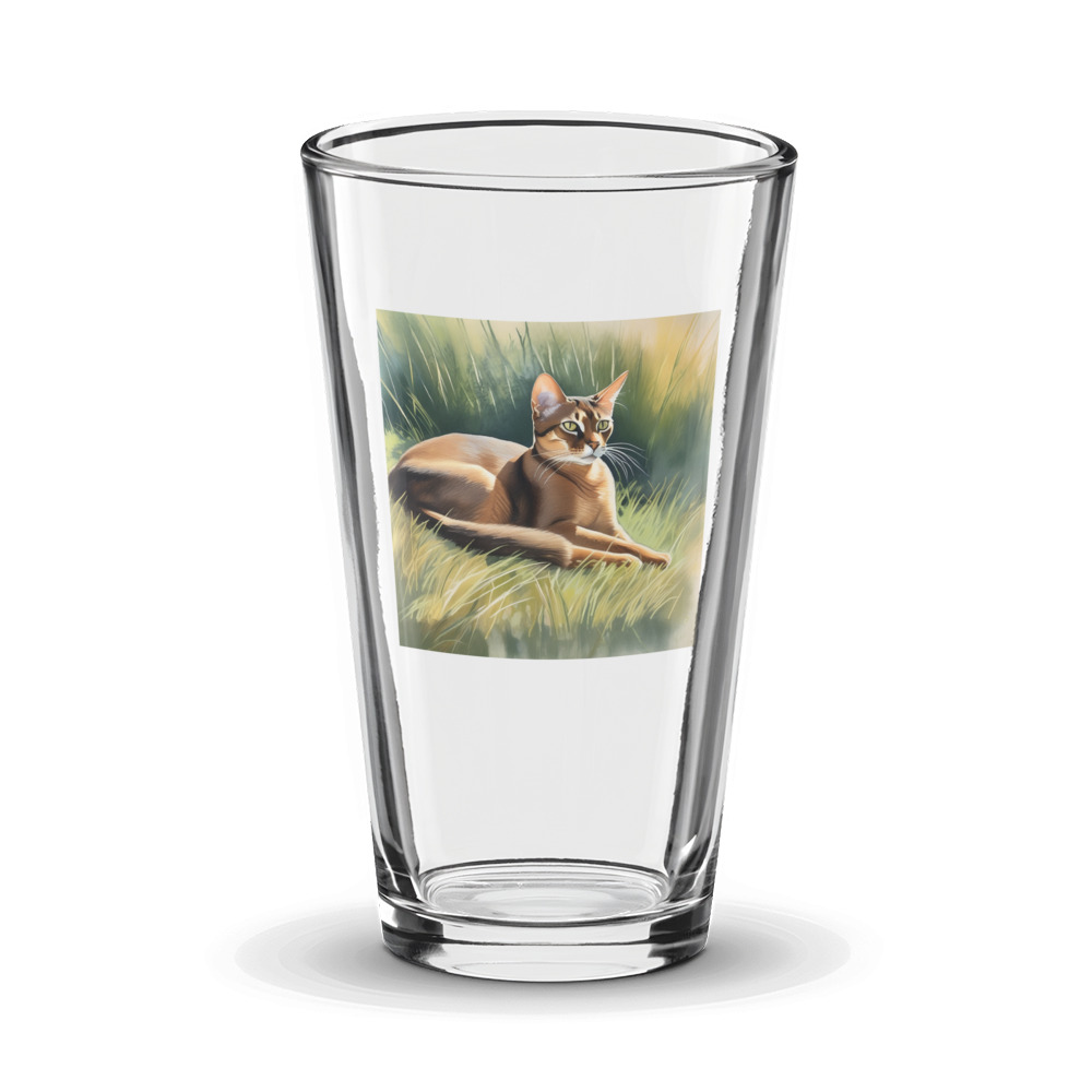 PugMug Custom Tabby Abyssinian Cat Glass Tumbler