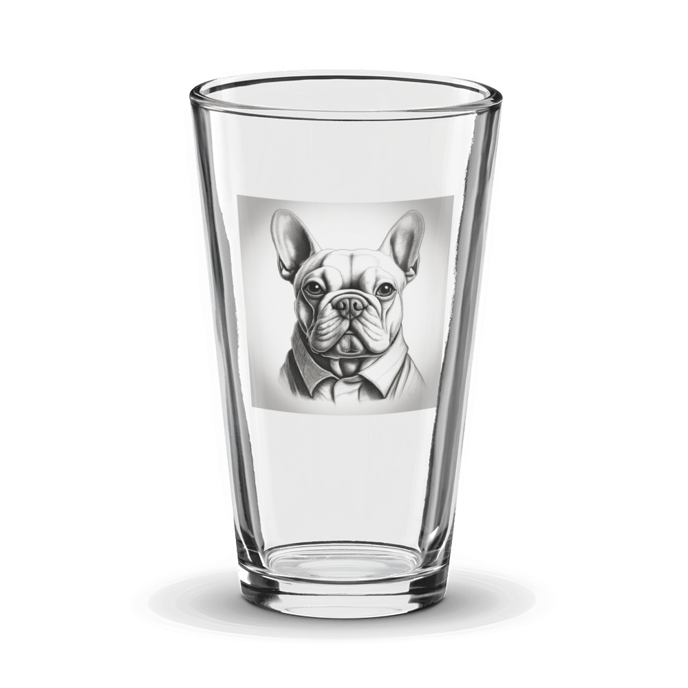 PugMug Custom White French Bulldog Glass Tumbler