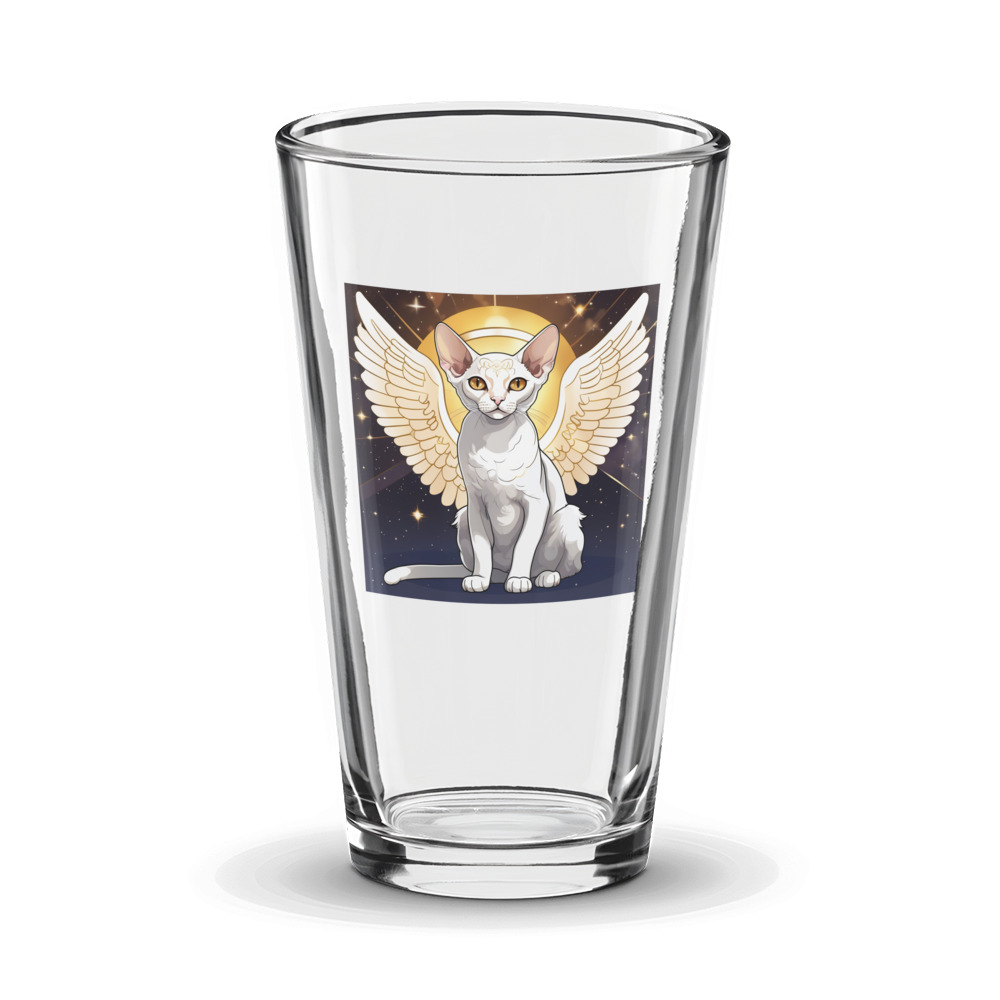 PugMug Custom White Devon Rex Cat Glass Tumbler