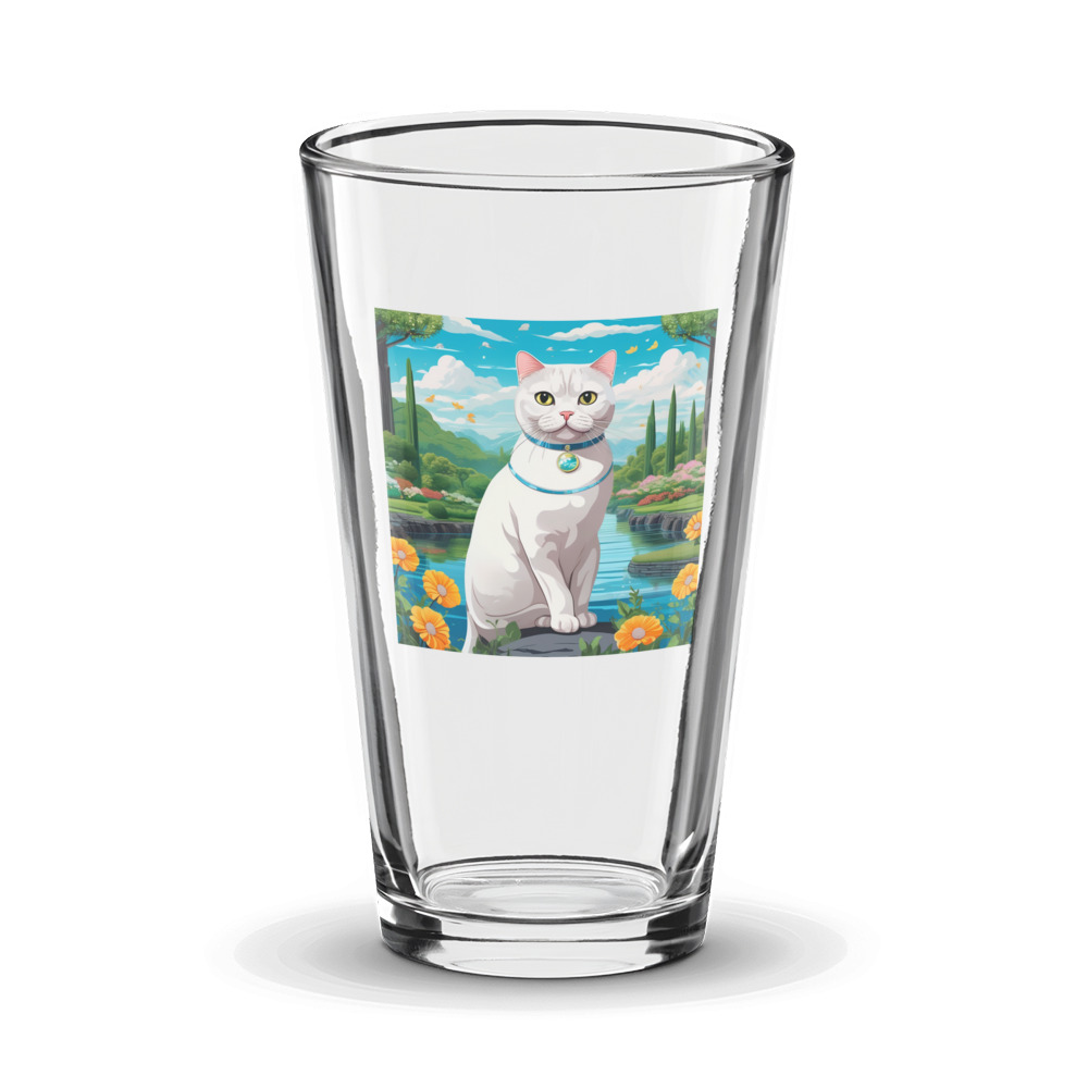 PugMug Custom White Scottish Fold Cat Glass Tumbler