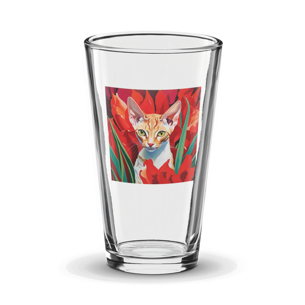 PugMug Custom Tabby Devon Rex Cat Glass Tumbler