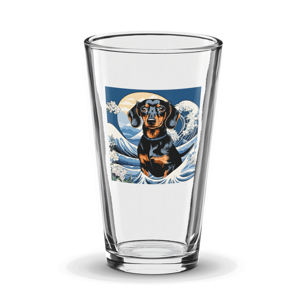 PugMug Custom Black Dachshund Glass Tumbler