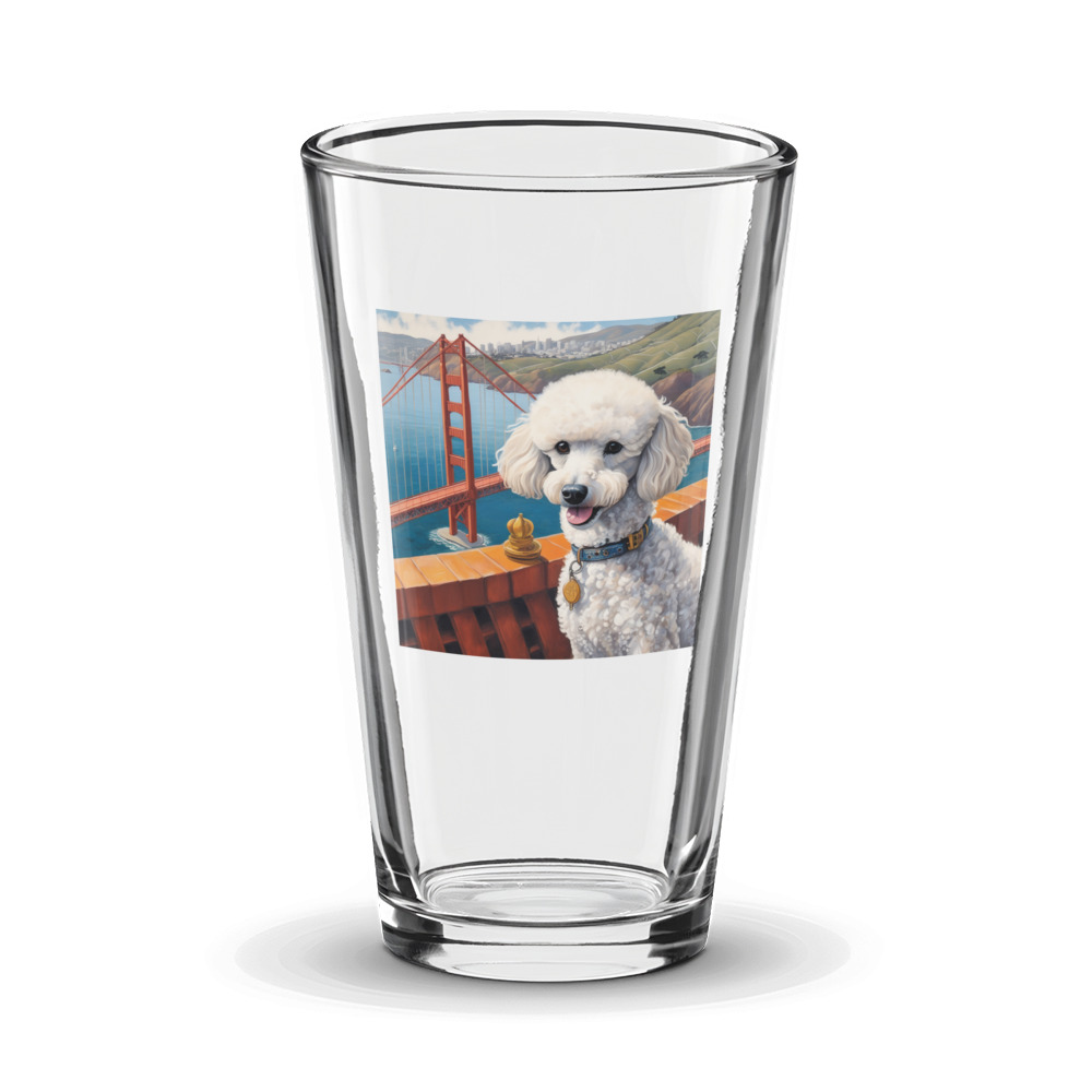 PugMug Custom White Poodle Glass Tumbler