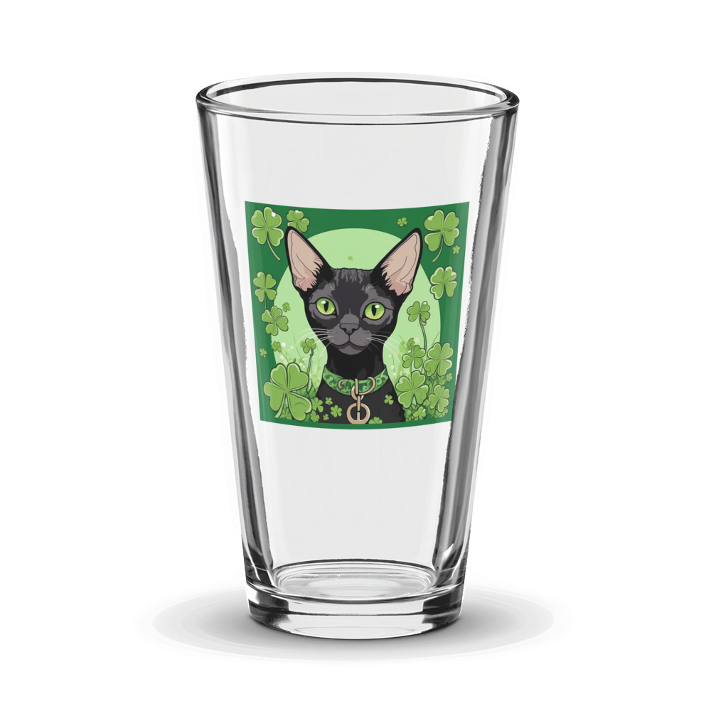 PugMug Custom Black Devon Rex Cat Glass Tumbler