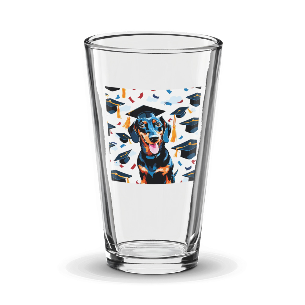 PugMug Custom Black Dachshund Glass Tumbler