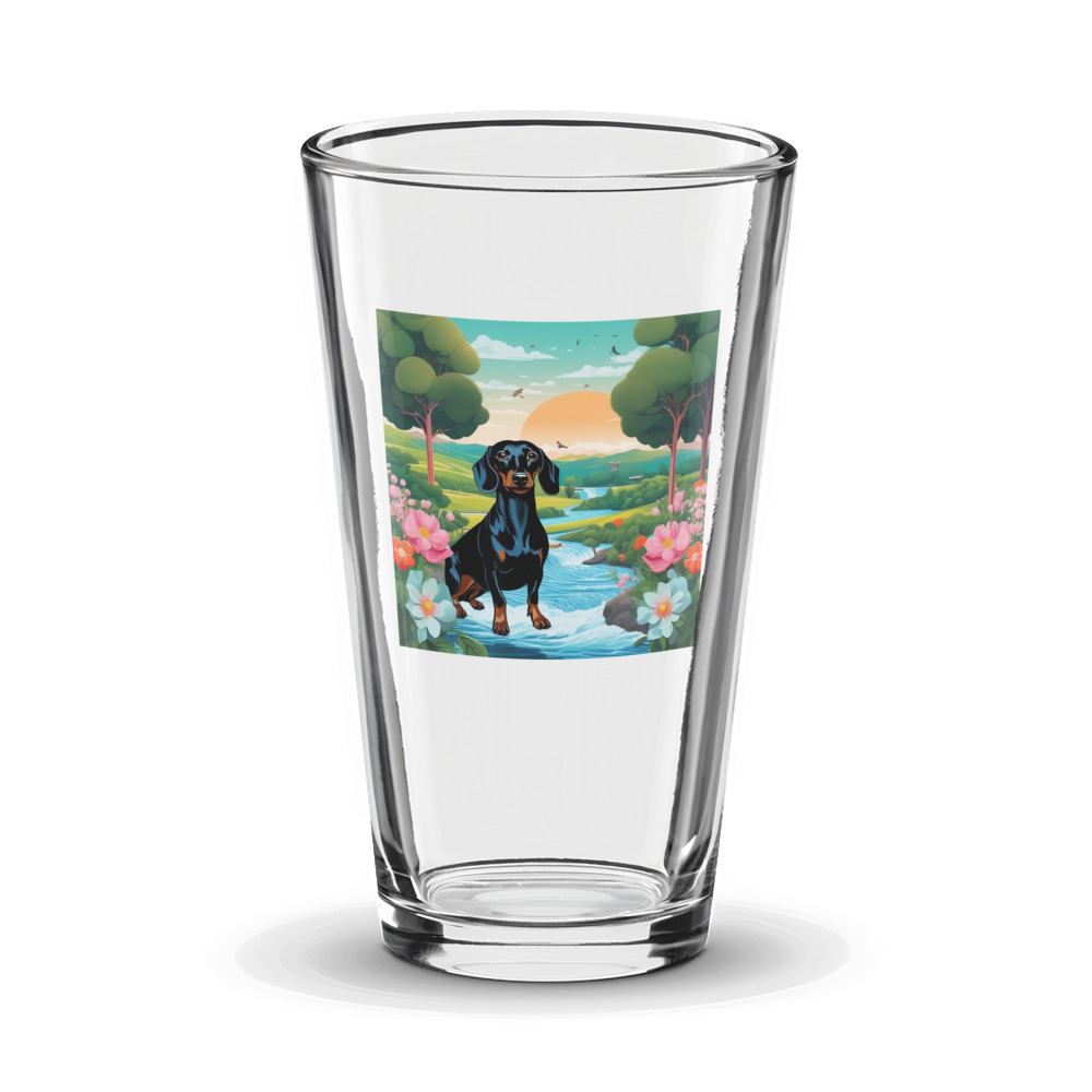 PugMug Custom Black Dachshund Glass Tumbler