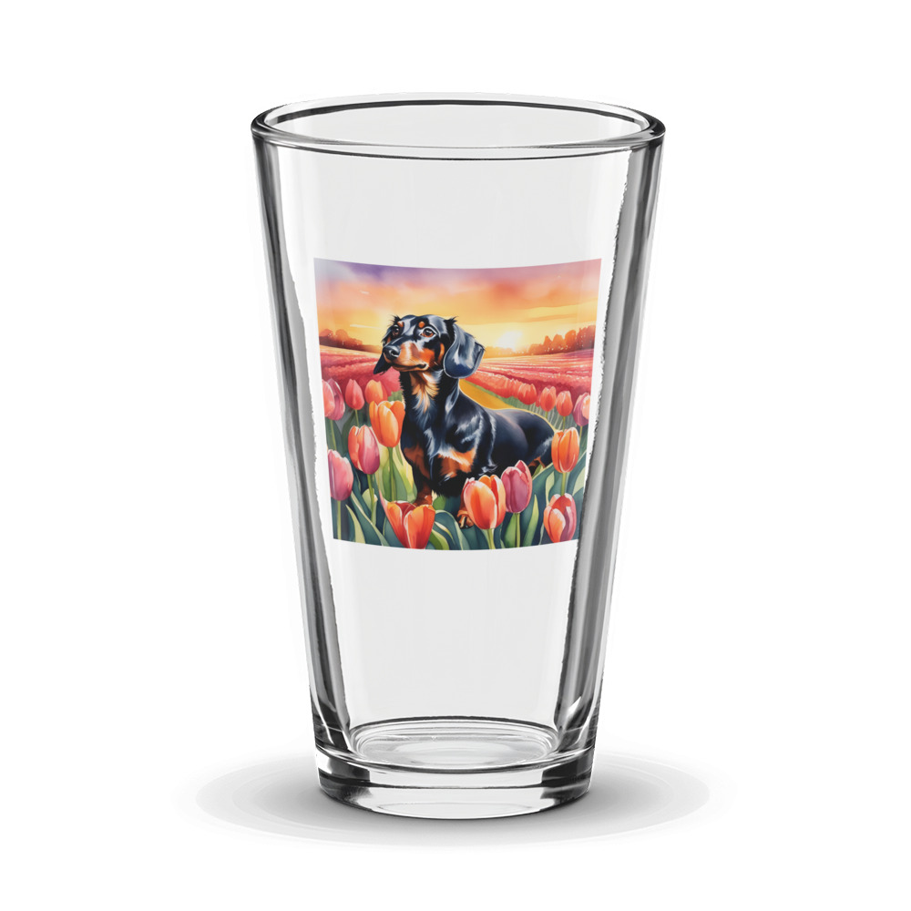 PugMug Custom Black Dachshund Glass Tumbler