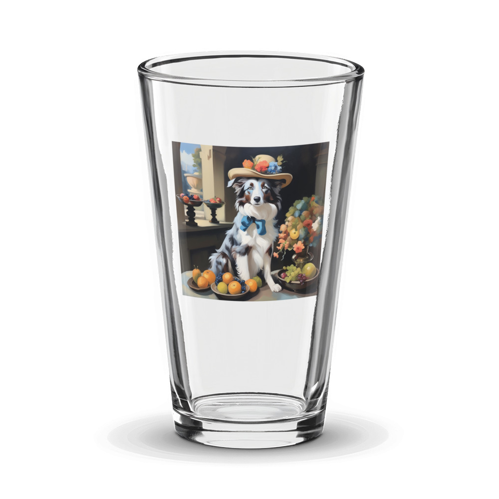 PugMug Custom Blue Merle Border Collie Glass Tumbler