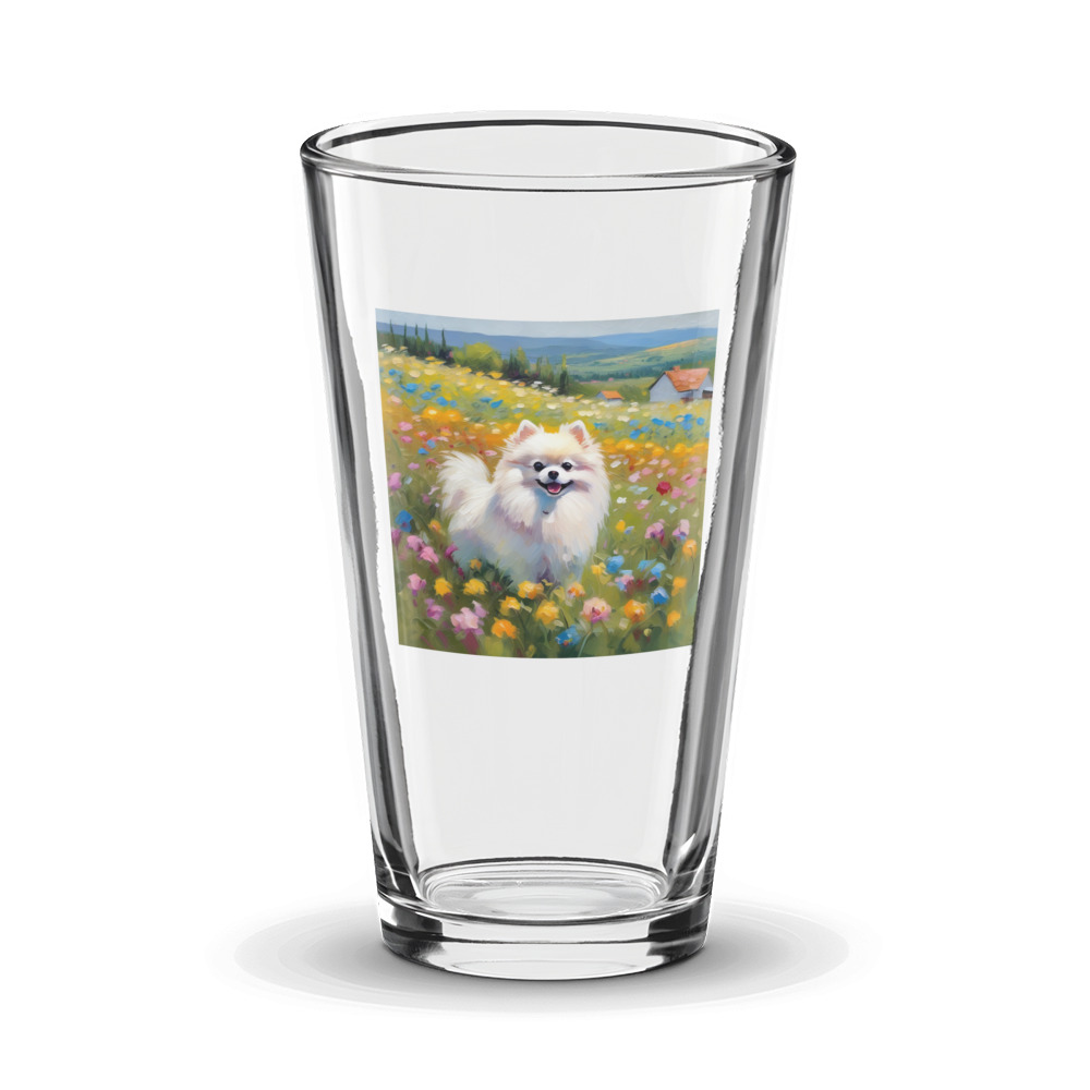PugMug Custom White Pomeranian Glass Tumbler