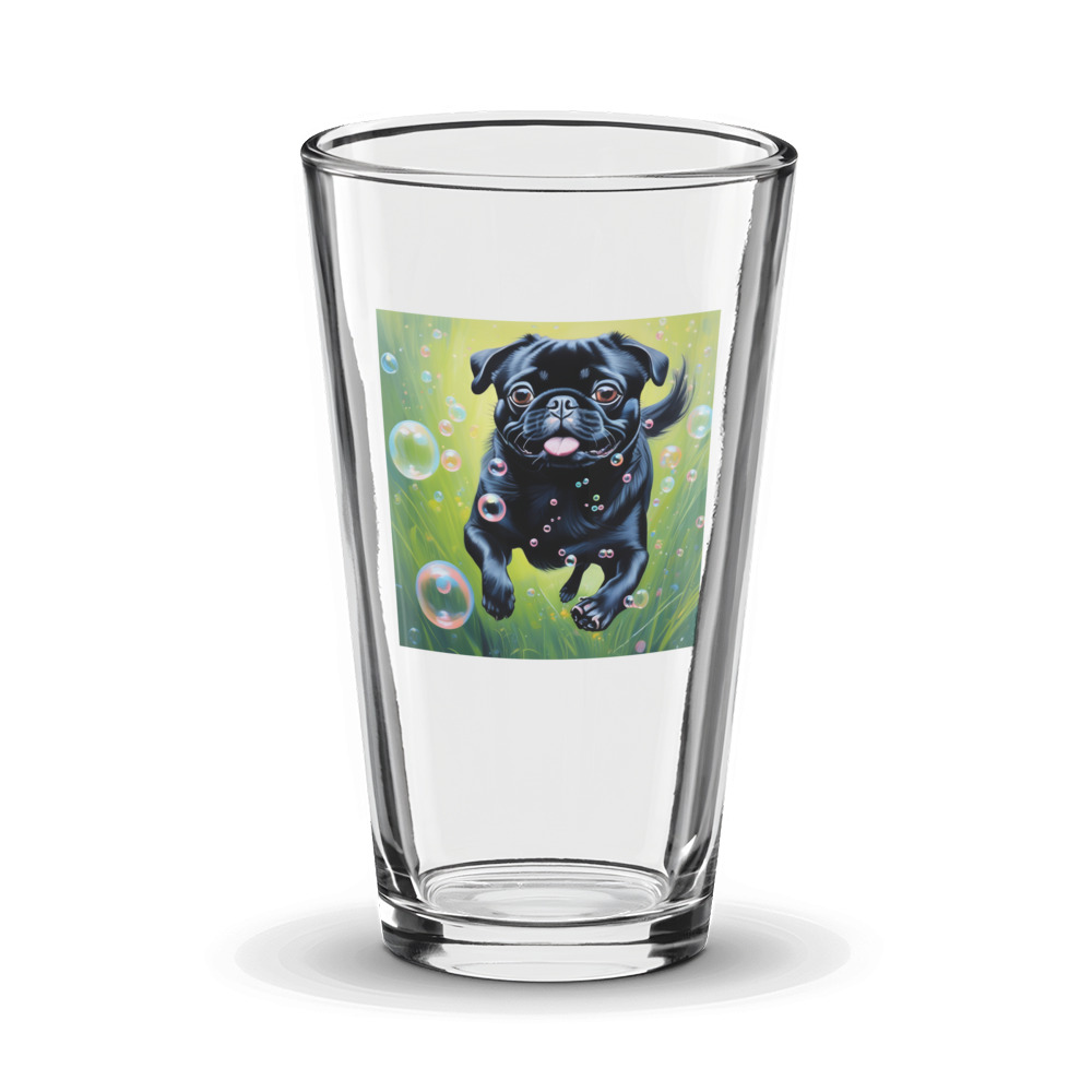 PugMug Custom Black Pug Glass Tumbler
