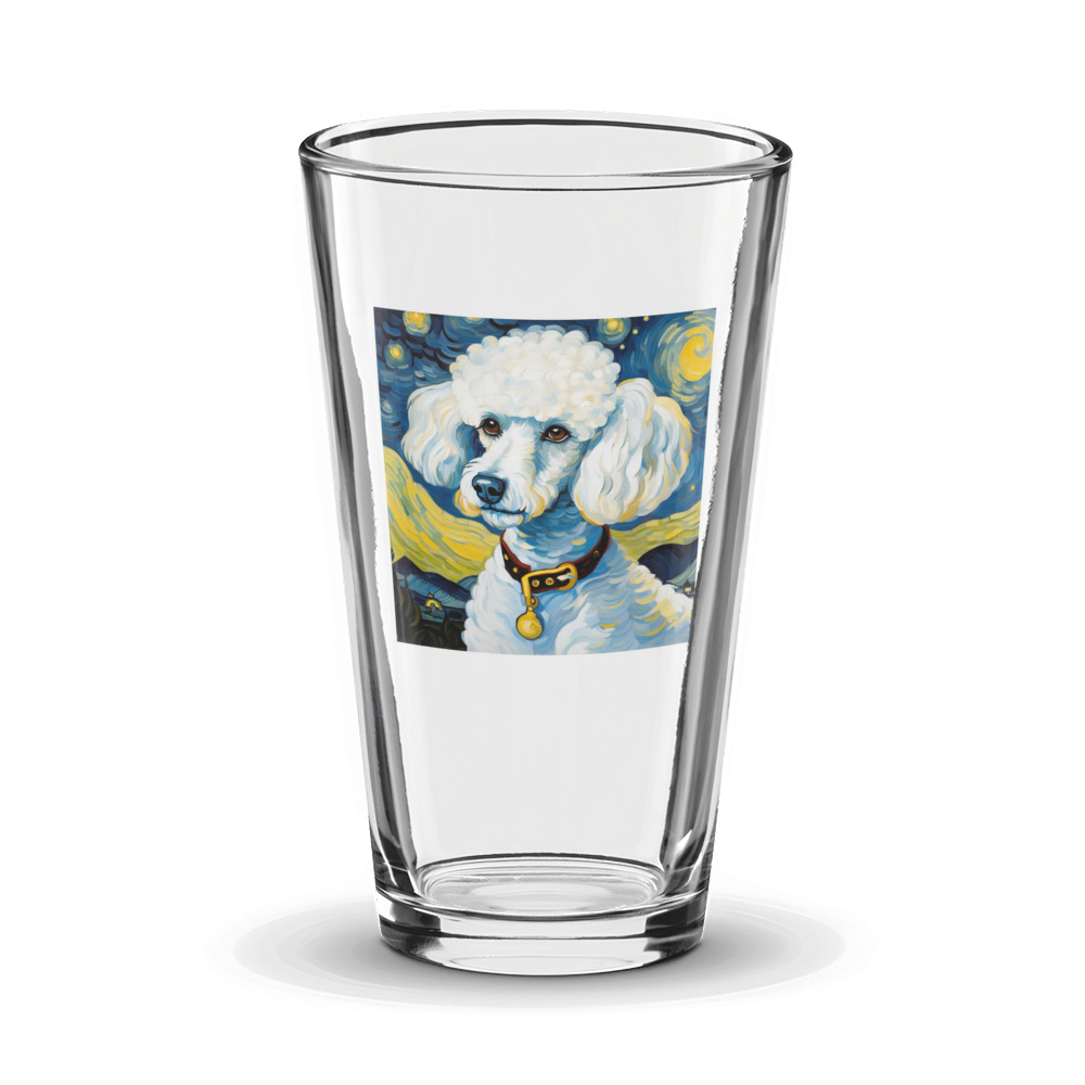 PugMug Custom White Poodle Glass Tumbler