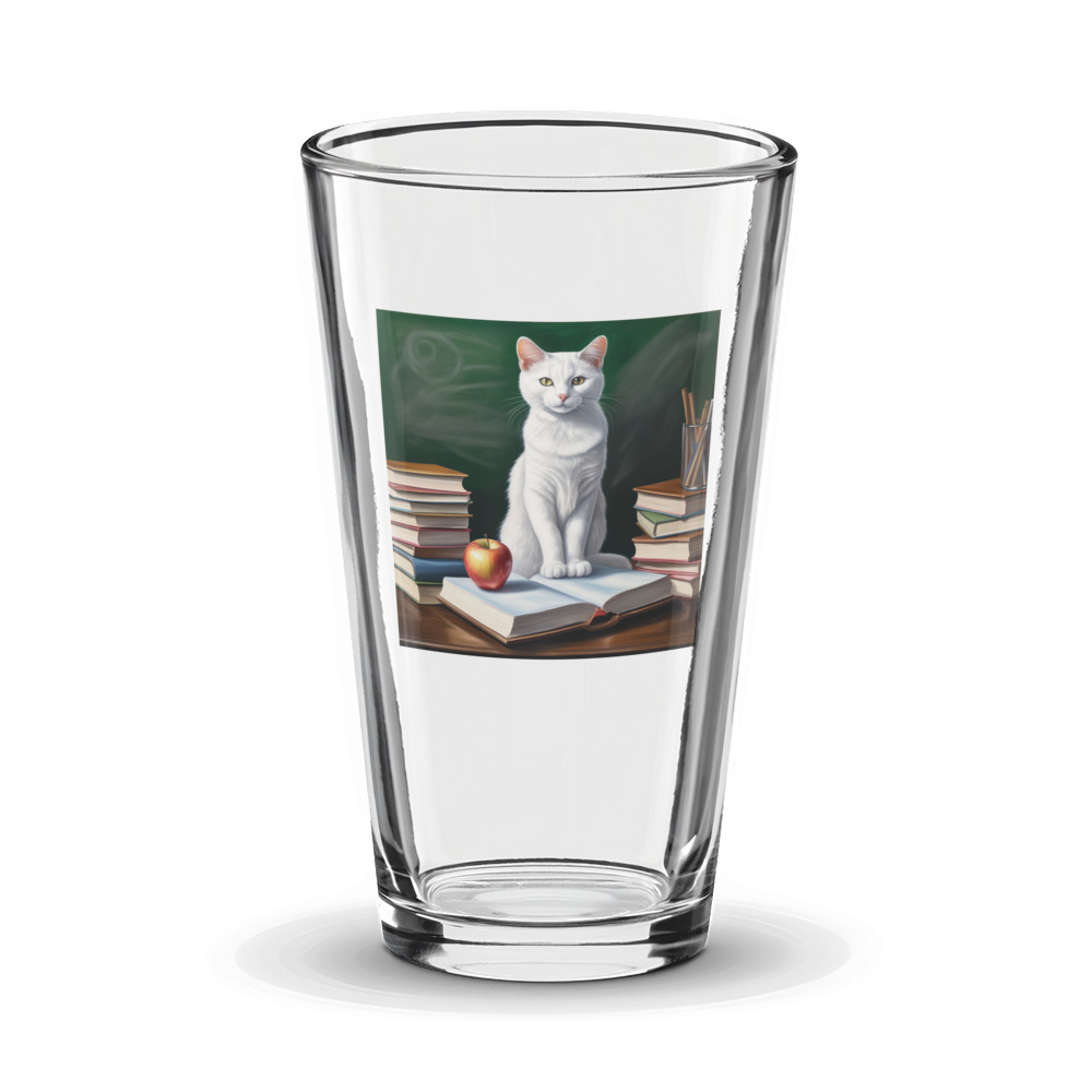 PugMug Custom White Companion Cat Glass Tumbler