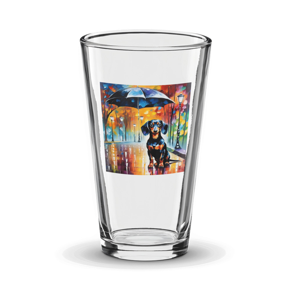 PugMug Custom Black Dachshund Glass Tumbler