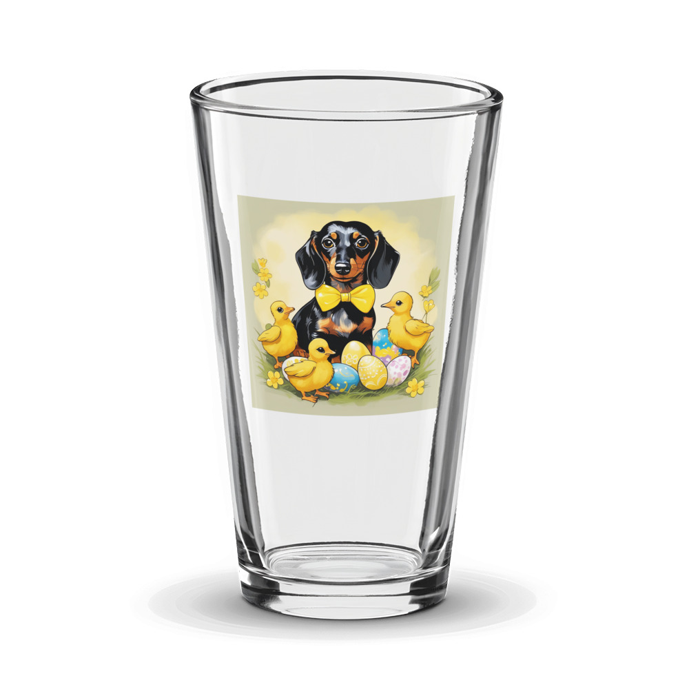 PugMug Custom Black Dachshund Glass Tumbler