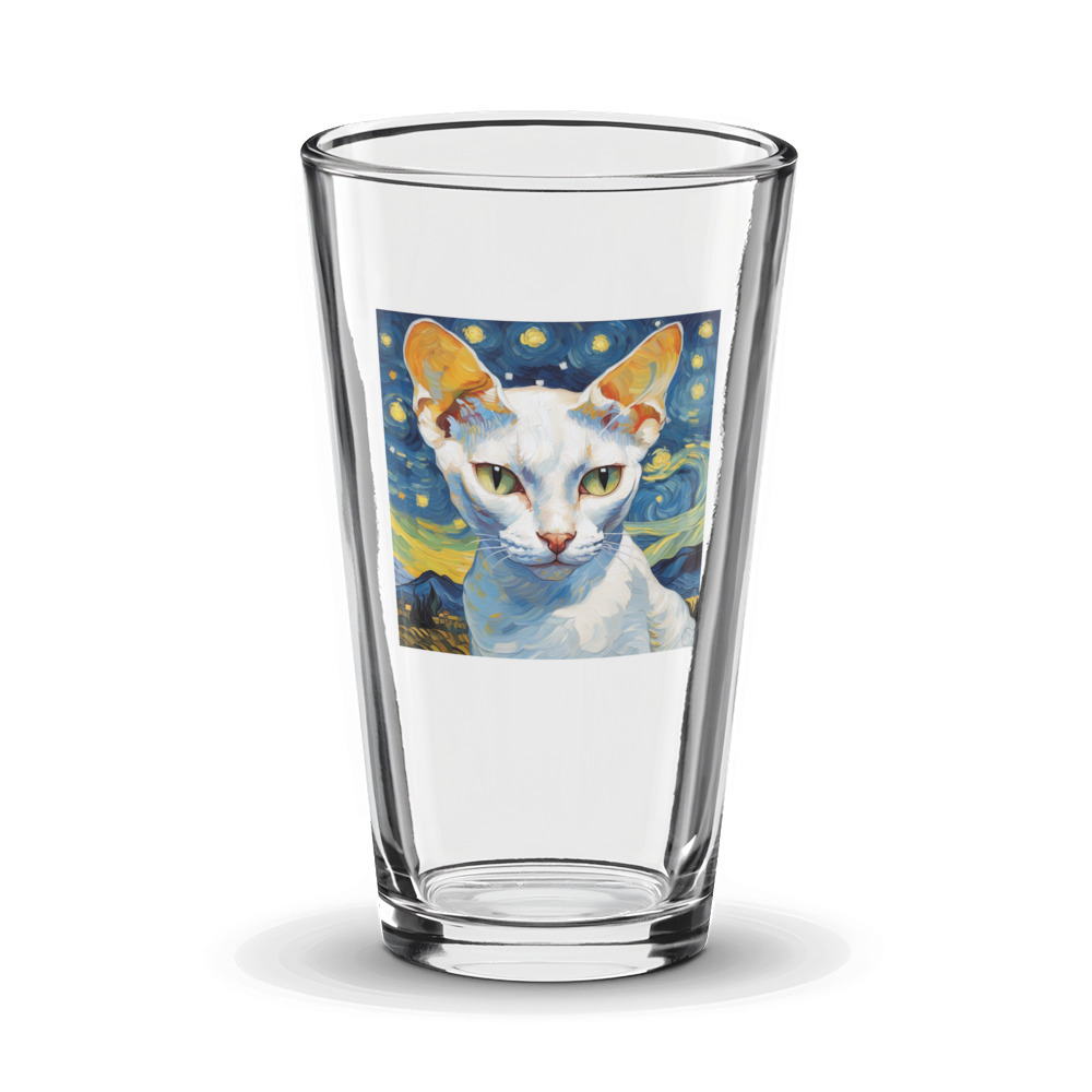 PugMug Custom White Devon Rex Cat Glass Tumbler
