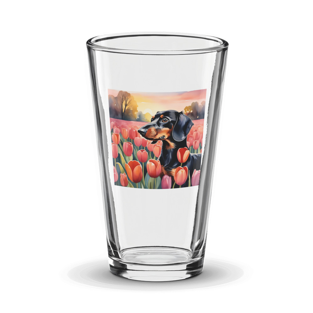 PugMug Custom Black Dachshund Glass Tumbler