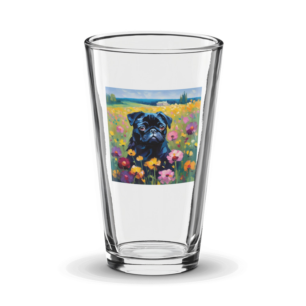 PugMug Custom Black Pug Glass Tumbler