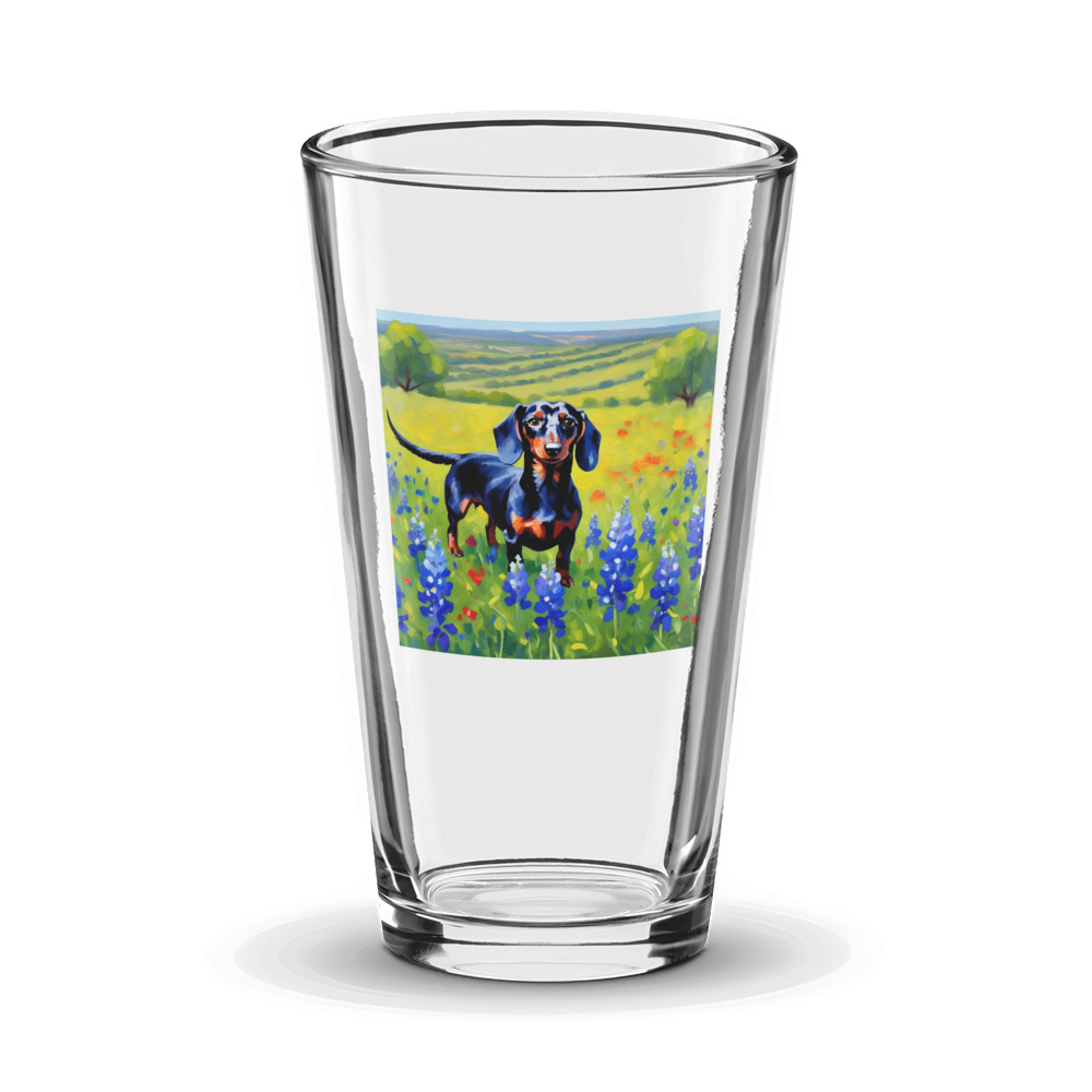 PugMug Custom Black Dachshund Glass Tumbler