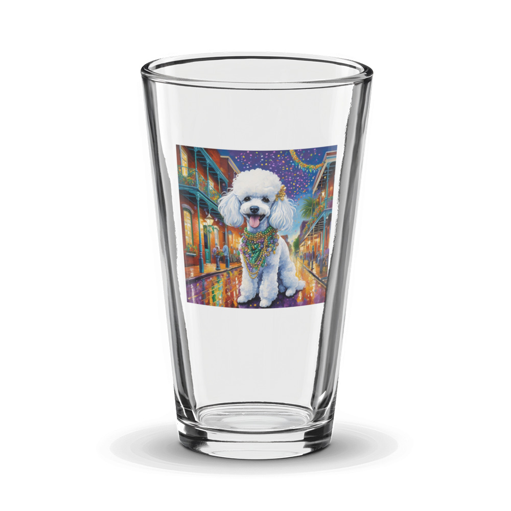 PugMug Custom White Poodle Glass Tumbler