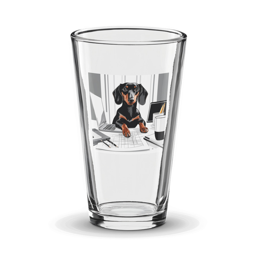 PugMug Custom Black Dachshund Glass Tumbler