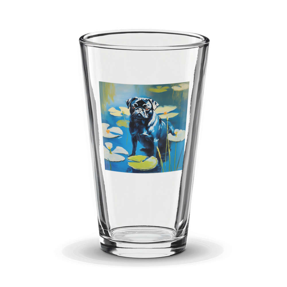 PugMug Custom Black Pug Glass Tumbler