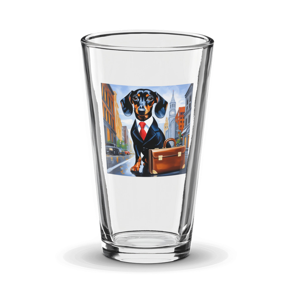 PugMug Custom Black Dachshund Glass Tumbler