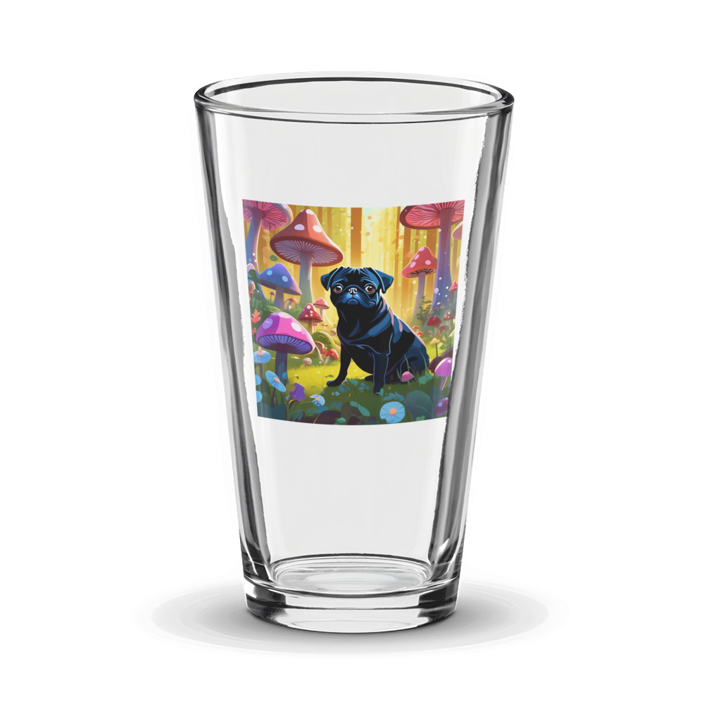 PugMug Custom Black Pug Glass Tumbler