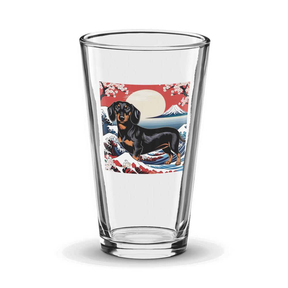PugMug Custom Black Dachshund Glass Tumbler