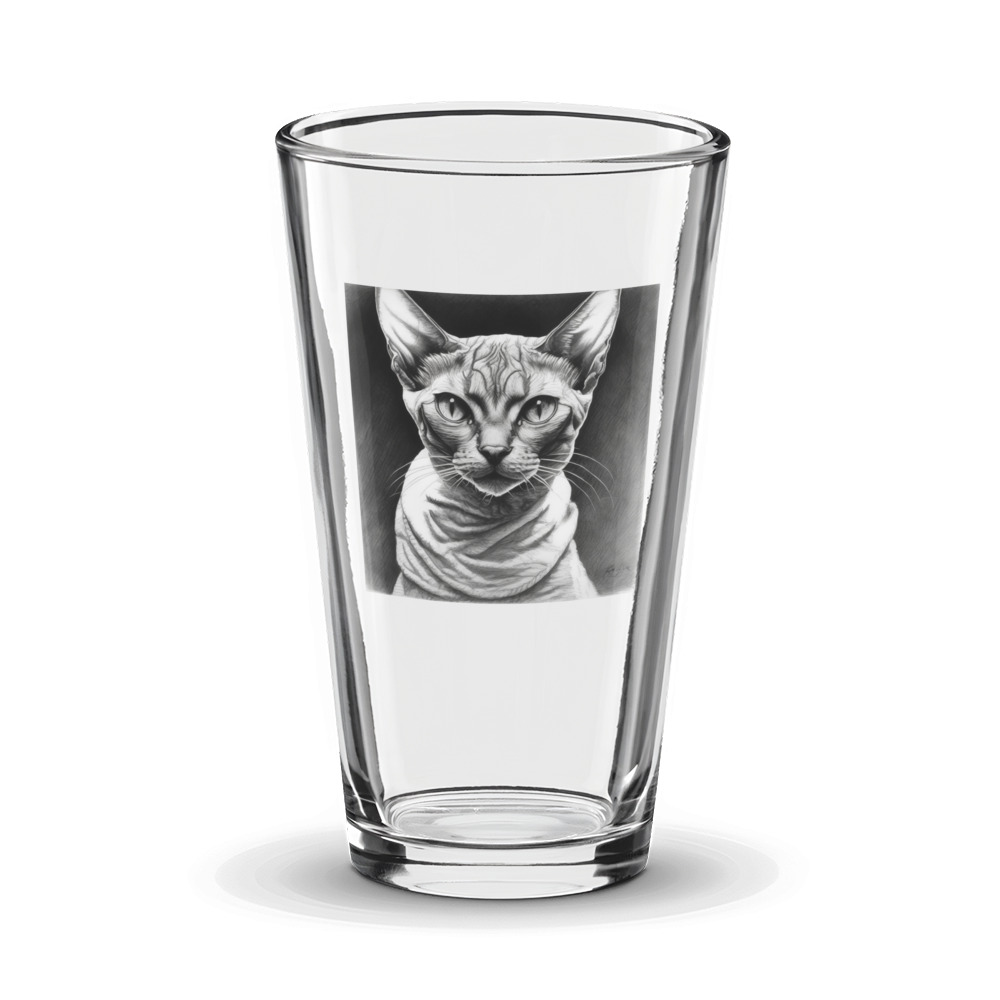 PugMug Custom Tabby Devon Rex Cat Glass Tumbler