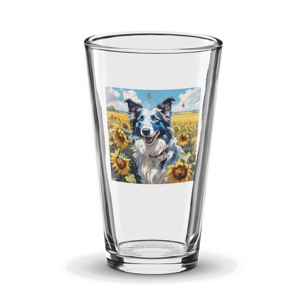 PugMug Custom Blue Merle Border Collie Glass Tumbler