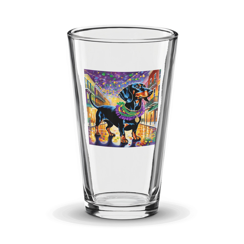 PugMug Custom Black Dachshund Glass Tumbler