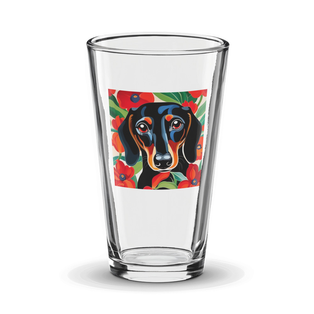PugMug Custom Black Dachshund Glass Tumbler
