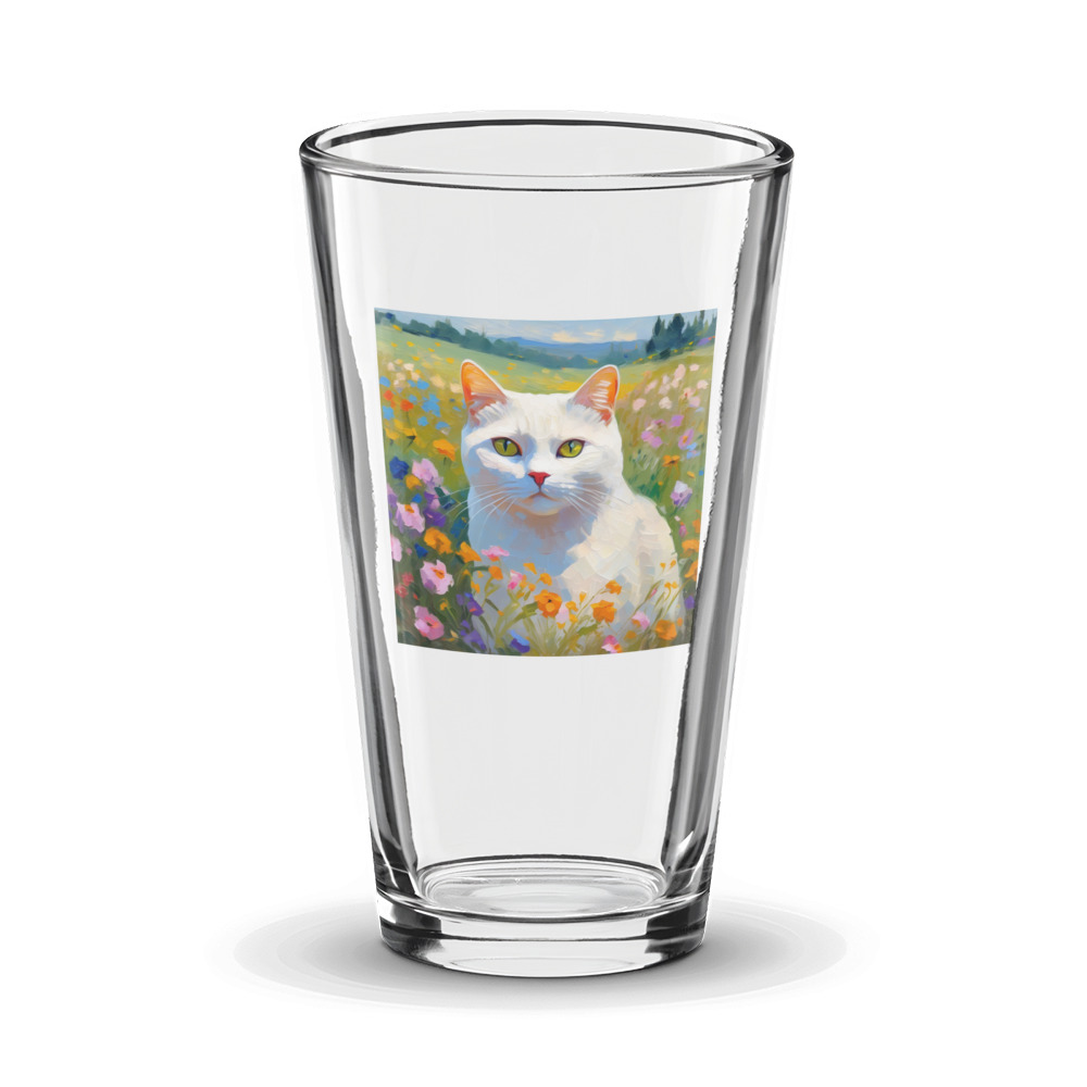 PugMug Custom White British Shorthair Cat Glass Tumbler