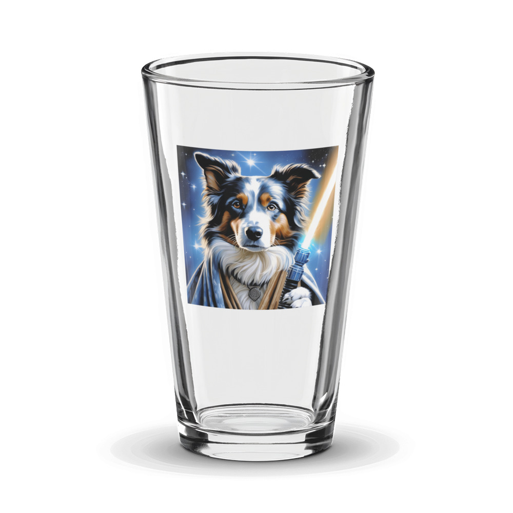 PugMug Custom Blue Merle Border Collie Glass Tumbler
