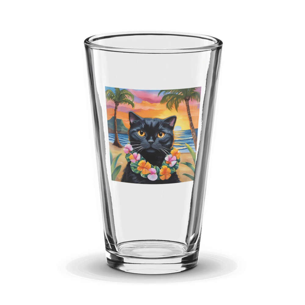 PugMug Custom Black Scottish Fold Cat Glass Tumbler