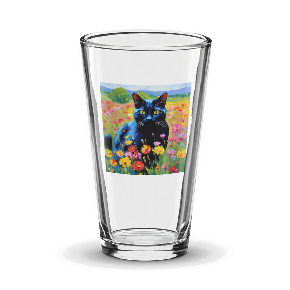 PugMug Custom Black American Shorthair Cat Glass Tumbler