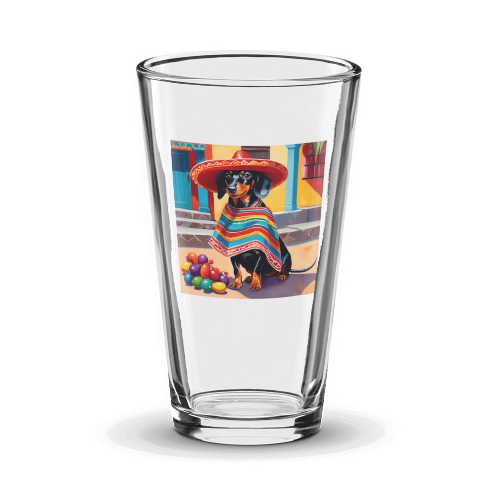 PugMug Custom Black Dachshund Glass Tumbler