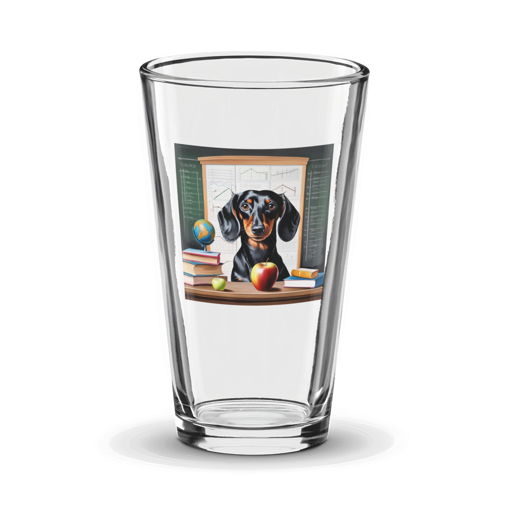 PugMug Custom Black Dachshund Glass Tumbler