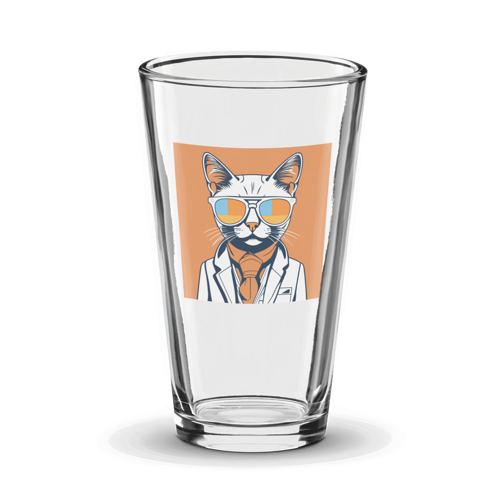 PugMug Custom White Companion Cat Glass Tumbler