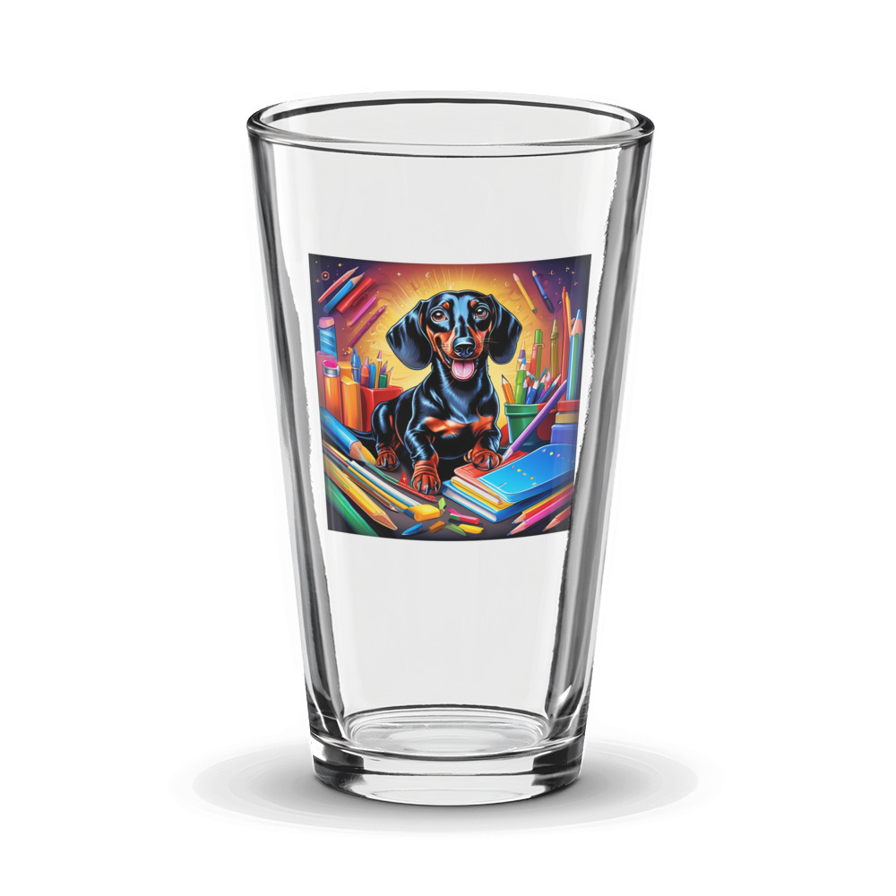 PugMug Custom Black Dachshund Glass Tumbler