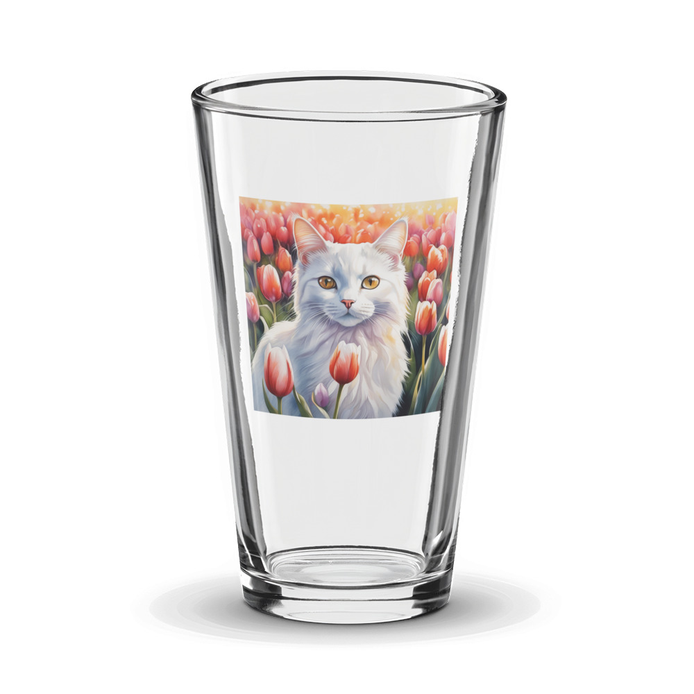 PugMug Custom White Companion Cat Glass Tumbler