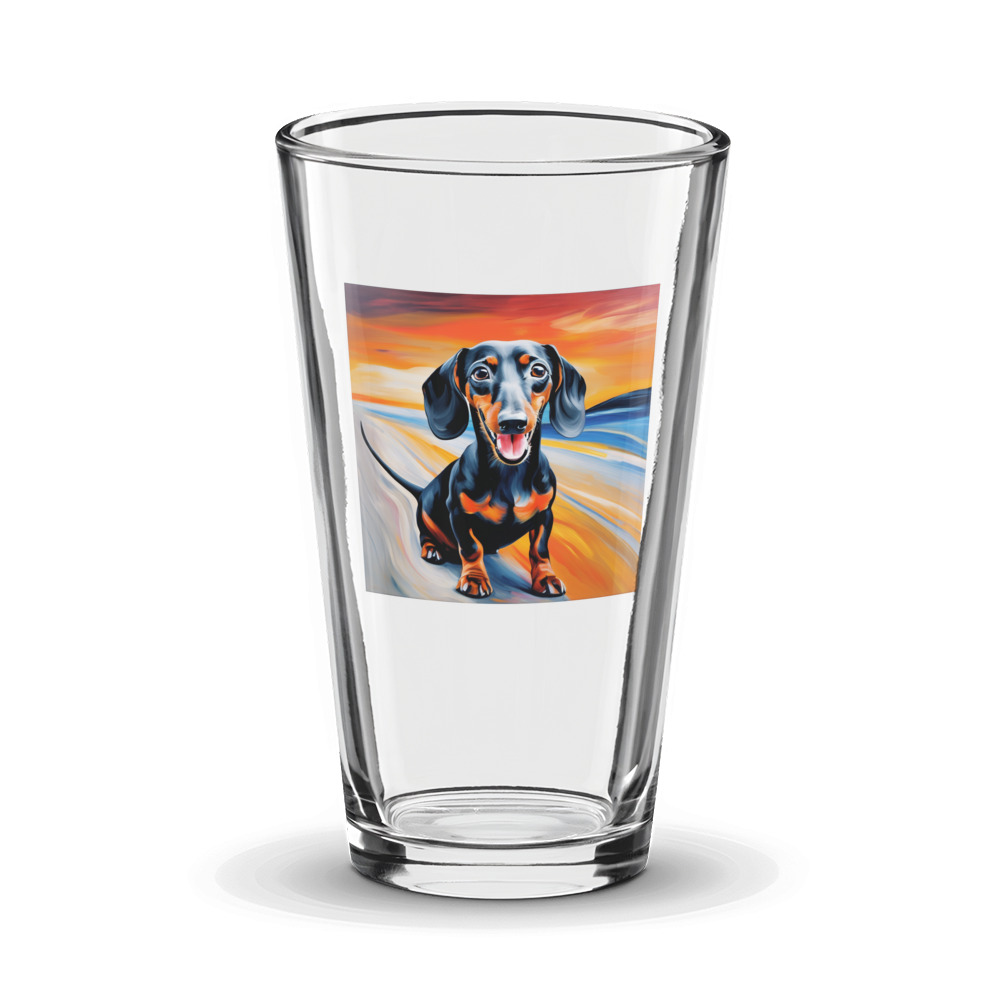 PugMug Custom Black Dachshund Glass Tumbler
