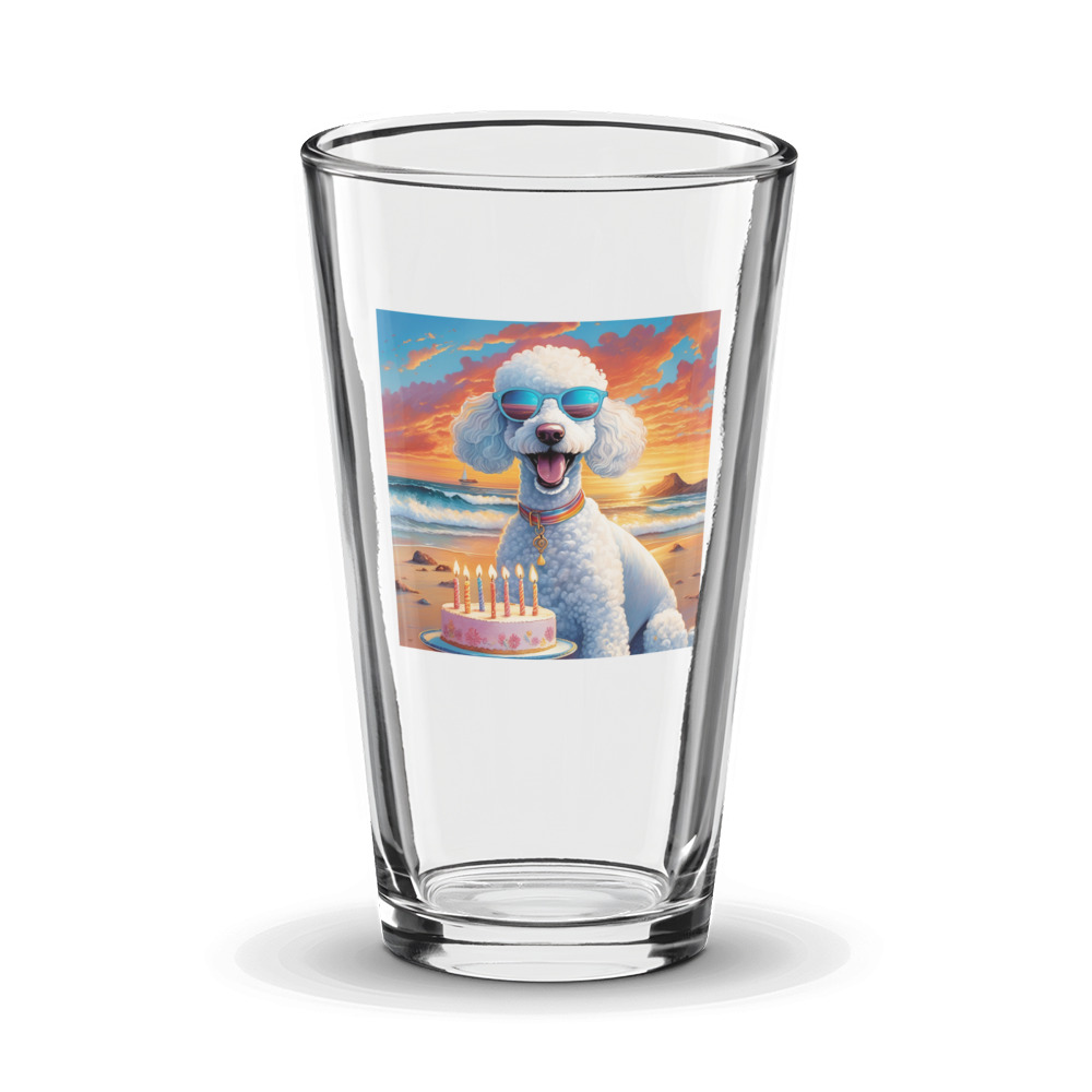 PugMug Custom White Poodle Glass Tumbler
