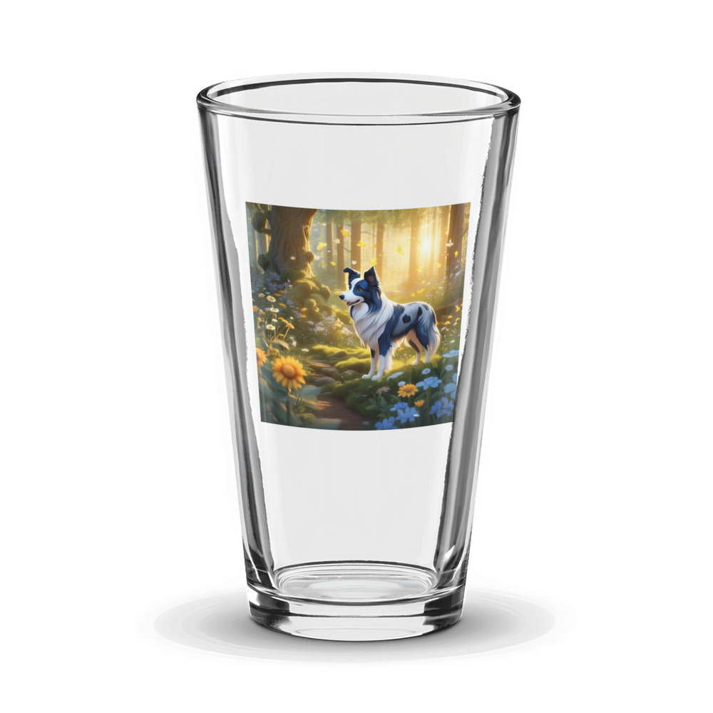 PugMug Custom Blue Merle Border Collie Glass Tumbler