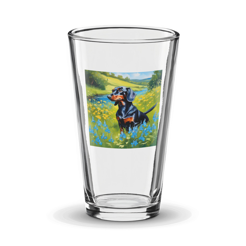 PugMug Custom Black Dachshund Glass Tumbler