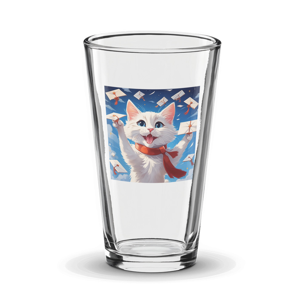 PugMug Custom White Companion Cat Glass Tumbler