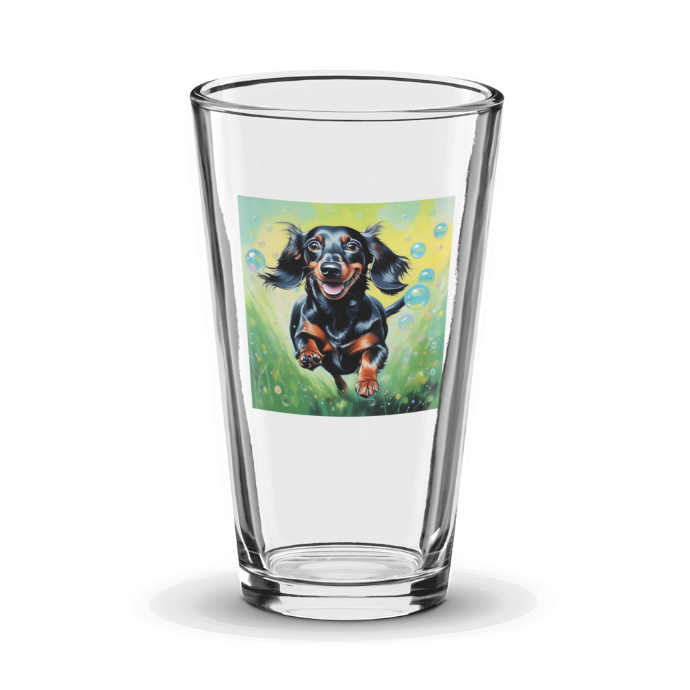 PugMug Custom Black Dachshund Glass Tumbler