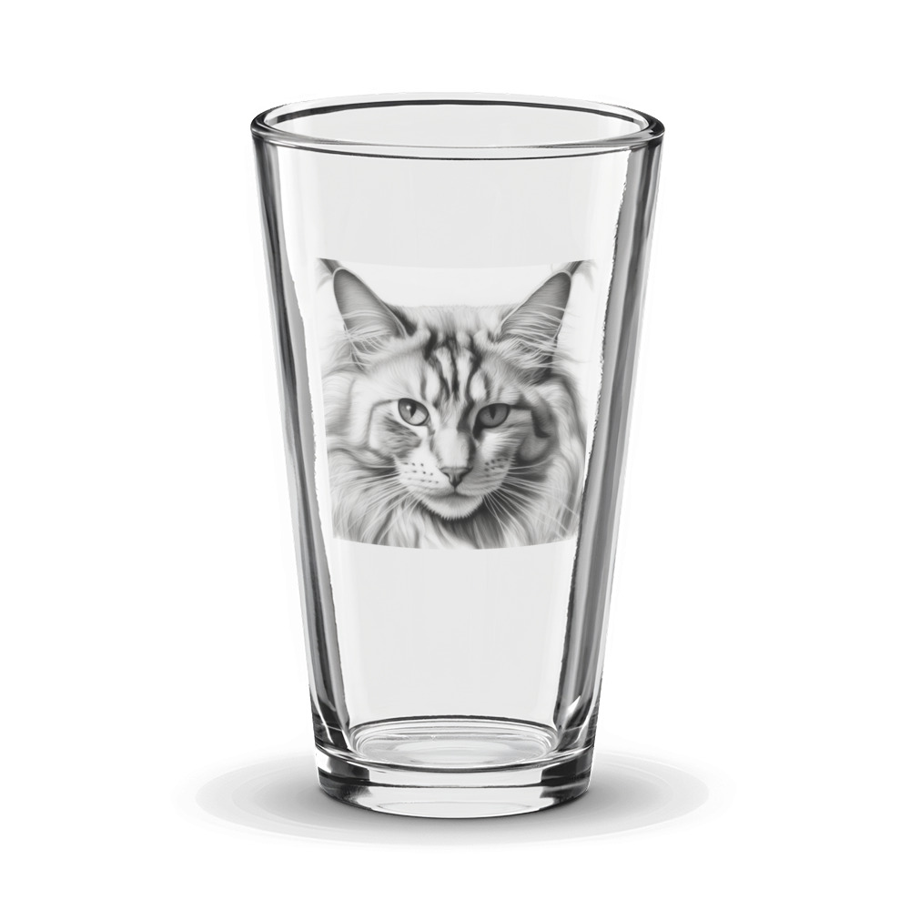 PugMug Custom White Maine Coon Cat Glass Tumbler
